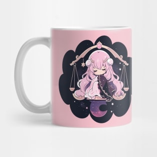 Adorable Anime Chibi Libra Zodiac Sleeping Little Astro Girl Mug